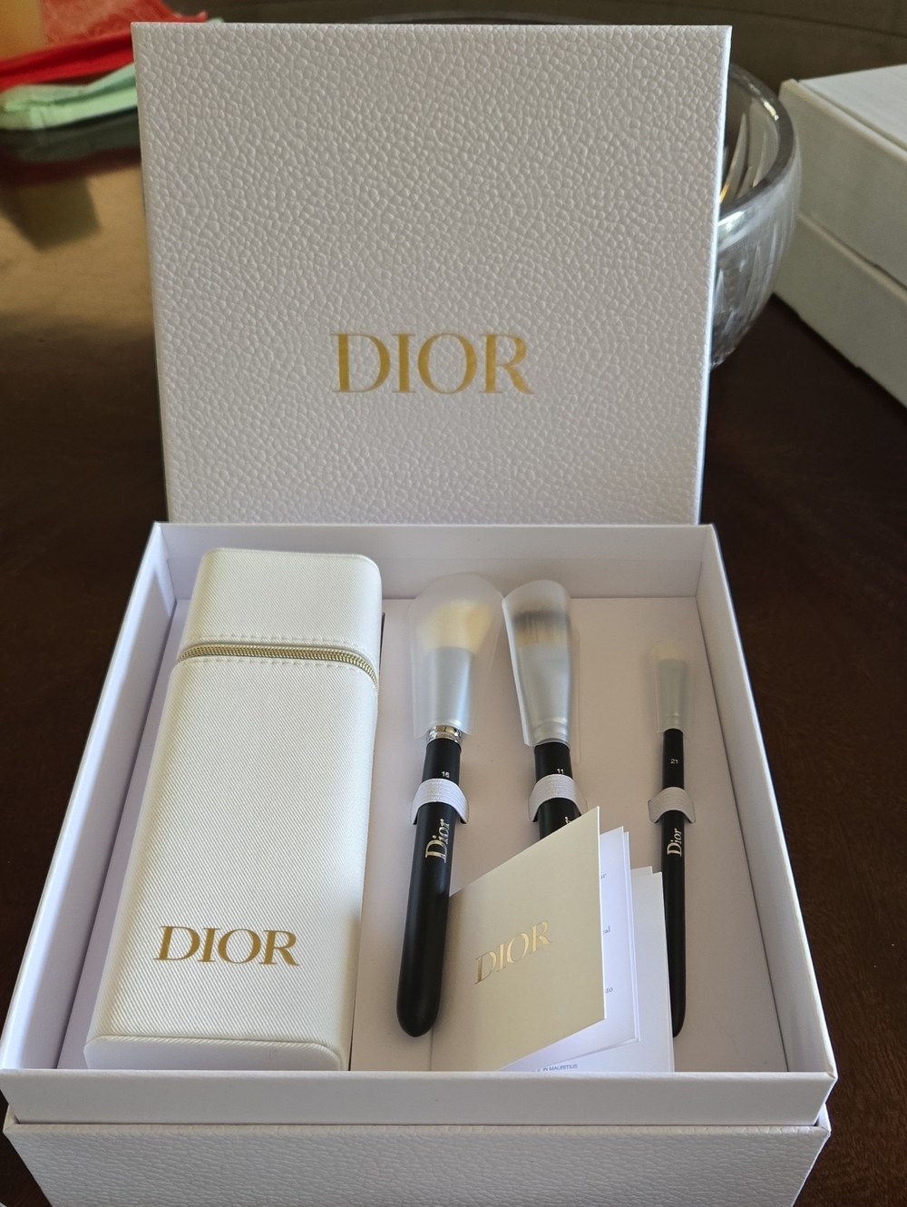Dior White and Gold Brush Travel Set